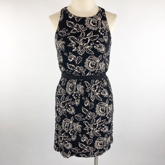 LOFT Dresses & Skirts - Ann Taylor Loft Knit Dress Black/Tan Floral XXSP